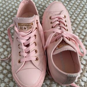 Pink Leather and Rose Gold Converse Size 8 Women’s